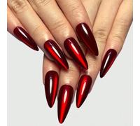 Cat Eye Red Press on Nails Almond, Dark Halloween Vampire Fake Nails, Red Long Stiletto False Nails, red Blood Drops Press on Nails, glossy reusable design, 30pcs set for women and girls