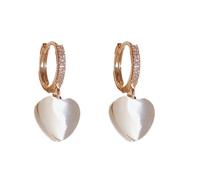 Cat Eye Stone Heart Dangle Hoop Earrings for Women Dainty Crystal Rhinestone Love Hearts Huggie Hoops Earrings Fashion Ear Jewelry