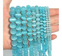 Cat Eye Stone Round Beads Natural Opal Round Loose Spacer Beads for Decoration Making DIY Accessories 4/6/8/10/12mm-Light Blue-4.0mm About 90Pcs