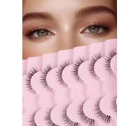 Cat Eyelashes Natural Eye Lashes 12mm False Lashes Wispy Thin Band 3D Volume Fake Eyelash C Curl Lash Pack Natural Look 7 Pair