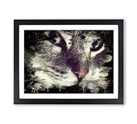 Cat Eyes No.11 Modern CB Framed Print | A4 Black Framed Wall Art | Ready to Hang | Modern Animal Picture | Living Room Bedroom Lounge Office