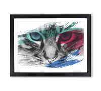 Cat Eyes No.4 V2 Modern Framed Print | A4 Black Framed Wall Art | Ready to Hang | Modern Animal Picture | Living Room Bedroom Lounge Office
