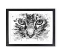 Cat Eyes Vol.4 V4 Modern Framed Wall Art Print, Ready to Hang Picture for Living Room Bedroom Home Office Décor, Black A4 (34 x 25 cm)