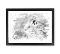Cat Eyes Vol.6 V4 Modern Framed Wall Art Print, Ready to Hang Picture for Living Room Bedroom Home Office Décor, Black A4 (34 x 25 cm)