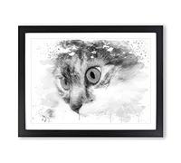 Cat Eyes Vol.7 V4 Modern Framed Wall Art Print, Ready to Hang Picture for Living Room Bedroom Home Office Décor, Black A3 (46 x 34 cm)