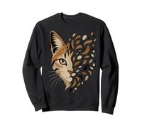 Cat Face Abstract Feline Pet Lover Minimalist Animal Sweatshirt