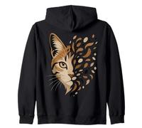 Cat Face Abstract Feline Pet Lover Minimalist Animal Zip Hoodie