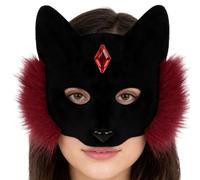 Cat Face Cover, Cute Cat Design, 20x20x8.5cm, Th Erian F Ox Cats Half Face, Faux F Ur Animal With Gems Costume Props, Adjustable Fit, For Halloween And Masquerade