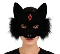 Cat Face Cover - Flannel Half Face Cat, Cats Ears Headband, Adjustable Halloween Dress-up Accessories Adults Kids Christmas Holiday Masquerade Party Birthday School Stage Events Stage Events