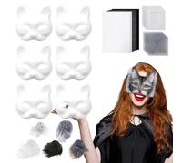 Cat Face Covers For Crafts,Cat Face Cover Base With Eye Meshes - Women's Costume For Boys Girls Family Friends Parties Theater Halloween Christmas Photoshoot
