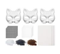 Cat Face Covers for Crafts,Halloween Cat Face Cover Kit with Mesh Hair - Cosplay Accessories for Women Men Adults Christmas Kids Pet Lovers Enthusiasts Dress up Costumes