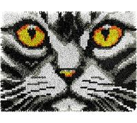 Cat Face Latch Hook Kits for Adults Kids Beginners Cute Animals Latch Hook Rug Kit Pre-Printed Hook and Latch Carpet Making Kits Cross-Stitch DIY Wall Hanging Crochet Set 20x15 in.