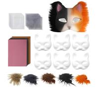 Cat Face Mask - Cosplay Face Mask with Eye Mesh, Craft Set for Girls Adults Family Theatre Christmas Craft Parties Photo Cosplay