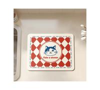 (Cat face rhombus, 60X90cm 23.6X35.4in) Cute cat face new cartoon kitchen drain mat, absorbent desktop, non slip table mat for home use, dining mat