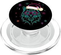 Cat Face Round Glasses Winter Character Graphic Pink Festive PopSockets PopGrip for MagSafe