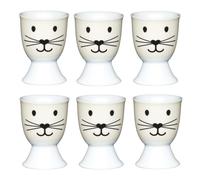 Cat Face Set of 6 Egg Cups Kitchencraft Multi Large