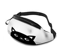Cat Face Silhouette Casual Waist Bag for Men Woman Cute Cartoon Baby Kitten with Eyes Nose Ears Mustaches Durable Fanny Pack Enjoy Sport Hiking Running Cycling Outdoor