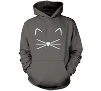 Cat Face Unisex Hoodie - Grey Small