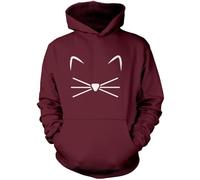 Cat Face Unisex Hoodie - Maroon Medium