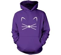 Cat Face Unisex Hoodie - Purple 12-13 Years