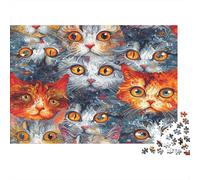 Cat Faces-vibrant Artistic Style Year in Pictures 1000 Piece with Clean Edges Jigsaw Puzzles As Dementia Friendly Activities for Concentration Games 52x38cm/1000pcs