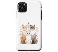 Cat Family Illustration with Floral Elements Case for iPhone 11 Pro Max