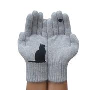 Cat Fan Cotton Gloves Cat Bird Print Gloves Cute Pink Simple Mitten (B)