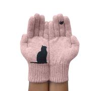 Cat Fan Cotton Gloves Cat Bird Print Gloves Cute Pink Simple Mitten (D)