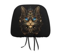Cat Fantasy Blue Eyes Mandala Car Headrest Covers Auto Seat Head Rest Case Cute Interior Universal Accessories