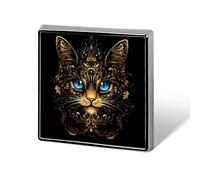 Cat Fantasy Blue Eyes Mandala Printed Brooch Pins Badge Button Tie Lapel Backpack Pin Decoration for Women Men