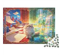 Cat Fantasy Library 1000 Piece Jigsaw Puzzle Paper for Adults Magical Imaginative Style Puzzle Game for Family Relaxing Home Gift nan