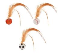 Cat Feather Ball 3 PC Rubber Cat Porn Toy Ball Cat Feather Toy, Cat Toy Ball Feather, Interactive Ball Kitten Sports Kitten Toy for Indoor Cats, Play Cat Toys
