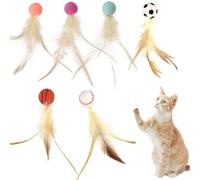 Cat Feather Ball Toys,6pcs Cat Bouncy Ball With Feather,Bouncy Tails for Indoor Ourdoor Cats,Cat Balls Interactive Cat Toy,Cat Exrecise Toy Balls Training Chasing Hunting and Exercise Dog Pet Gift