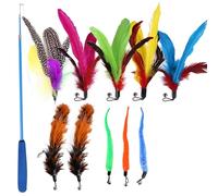Cat Feather Rod Interactive Teaser Retractable Wand 11 PCS Practical Economical for Long-lasting Pet Entertainment