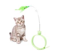 Cat Feather Teaser, Relaxing Cat Toy, Cat Wand with Feather, Rubber Steel Wire Spring Collar, Cat Teaser, Adjustable Cat Toy, Self-Understanding Artifact, Spring Teaser for Indoor Use