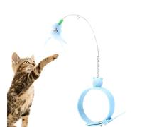Cat Feather Teaser, Relaxing Cat Toy, Cat Wand with Feather, Rubber Steel Wire Spring Collar, Cat Teaser, Adjustable Cat Toy, Self-Understanding Artifact, Spring Teaser for Indoor Use