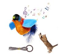 Cat Feather Toy - Cat Plush Bird Interactive Toy, Funny Chirping Bird Interactive Toys Retractable Hanging for Indoor Cats Chasing, Playing, Funny Squeak Kitten Plush Flying Toy for Indoor Cats