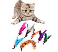 Cat Feather Toy, Feather Toys For Indoor Cats 7Pcs Pet Teaser Dangler Rod Stick Replacement Head Supplies For All Breeds and Species
