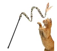 Cat Feather Toy Wand - Interactive Teasing Wand Cat Teasers With Feather - Leopard Print Cat Feather Toy Kitten Teaser Wand Cat Wand Toys for Indoor Cats Cats Kittens