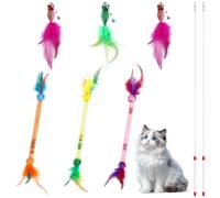 Cat Feather Toys, Interactive Cat Toy with Mint Balls, Cat Wand Toy Attachment, Cat Toys for Indoor Cats Adult Set for cat Interaction,Teeth Grinding and Cleaning