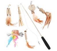Cat Feather Wand - Feather Wand Cat Toy | Feather Cat Toys On A Stick | Interactive Feather Wand | Multifunctional Wand Toy Set | Portable Retractable Teaser Toys For Exercising, Catching