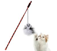 Cat Feathered Stick Toy,Wooden Fun Pumpkin Halloween Cat Toy | Pumpkin Ghost Playing and Exercise Cat Toy for Cat, Kitten, Pets, Indoor