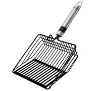 Cat Feces Scraper - Lightweight Aluminum Angled corosion Proof Construction, Efficient Extraction, Sleek Hygiene Tool, Contoured Hold Handle, Rapid rasidue Disposal | Ideal Compact Tray Maintenance