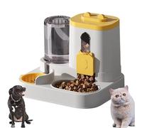 Cat Feeder and Water Dispenser,2 in 1 Gravity Pet Food Feeder and Water Set with Stainless Steel Food Bowl,Large Capacity Self Feeding for Small Medium Dog Puppy Kitten (Grey)(Yellow)