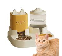 Cat Feeder and Water Dispenser | Cartoon Cat Design 2-in-1 Dog Feeding Station - Automatic Pet Feeder Double Bowls, Dry and Wet Separation Feeding Station for Dogs Cats