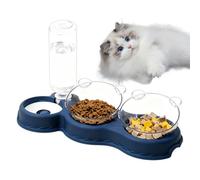 Cat Feeder Automatic 15 Degree Incline Dispenser, Cat Drinking Bowl & Feeding Bowl Set - For Small, Medium & Large Animals, Cat Litter Box, Domestic Environment, Night Time, Balcony, Long