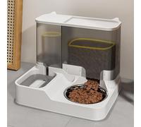 Cat Feeder, Automatic Cat Food and Water Dispenser Automatic Feeder, All-in-One Gravity Feeder for Small Dogs, Puppies, Cats, Pets (Grey)