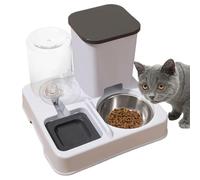 Cat Feeder Self-Filling - ABS White 460 g Robust, Reliable Feeder for Puppies, Practical Combination Set Pet Care Station Long-Term Use, Hygienic Water Dispenser Cleaning