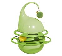 Cat Feeder Toy - 7 Inch Slow Treat Dispenser Ball | Interactive Turntable Puzzle Toy, Bell Track Foraging Game for Chewing, Mental Enrichment, Indoor, and Outdoor Use