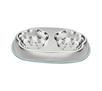 Cat Feeding Bowl Set - Non-slip Double Bowl Design, Stainless Steel Pet Food and Water Bowl Set with Rust Resistant, Easy Clean and Durable